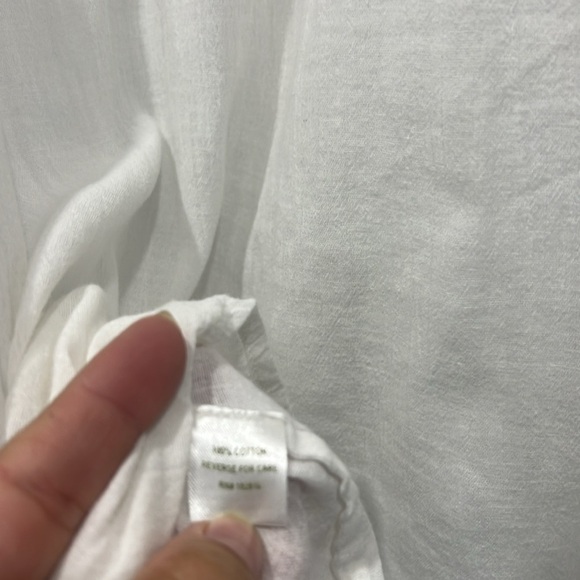 Garnet Hill white long sleeve button down cotton shirt size 12 - Picture 7 of 10